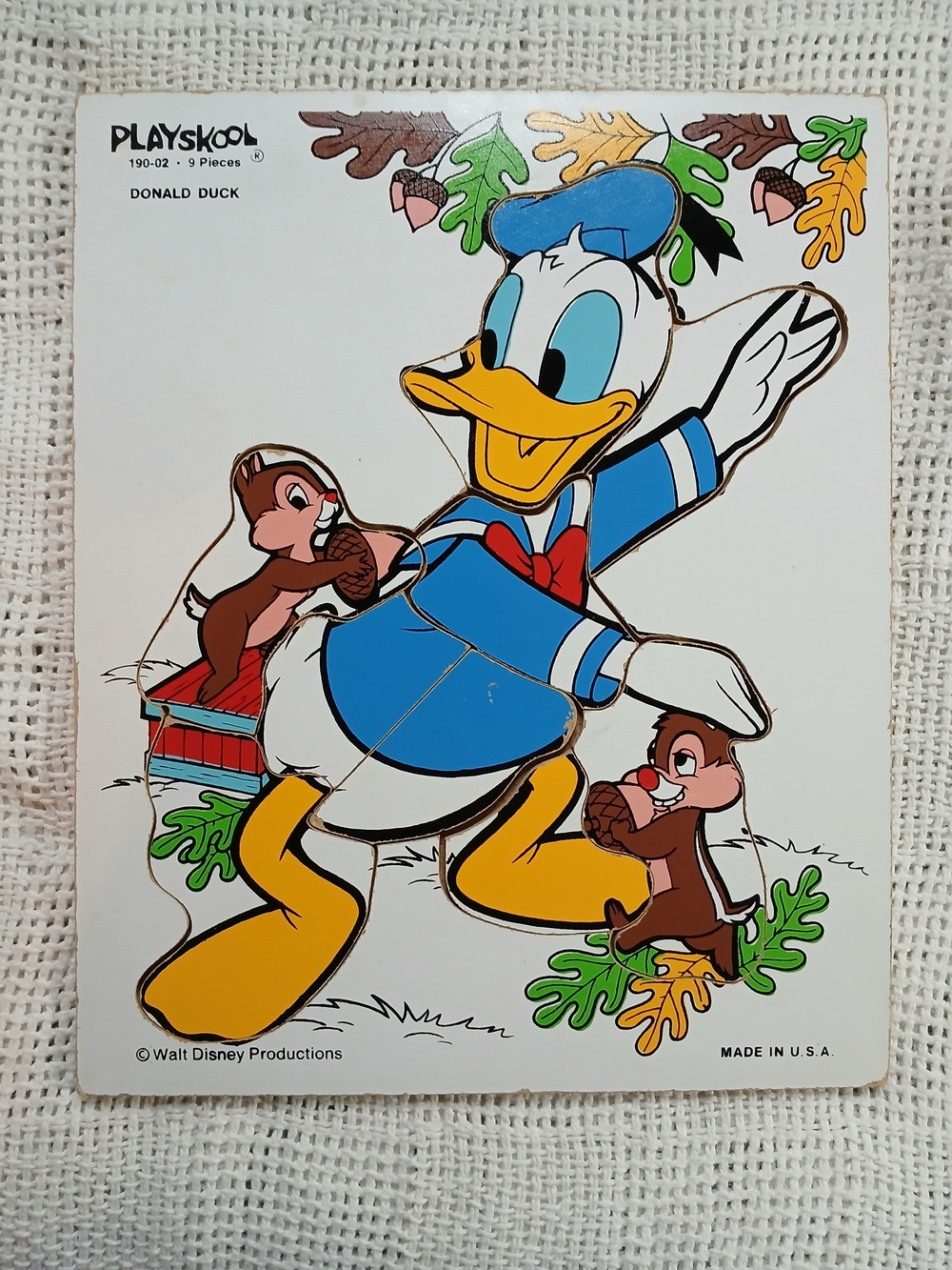 Vintage Wooden Playskool Donald Duck Puzzle. Made In USA.